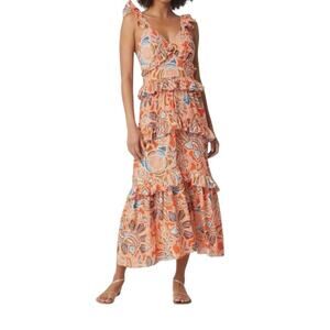 Misa Floral Maci Dress In Tangerine Flora Large New Retails $402